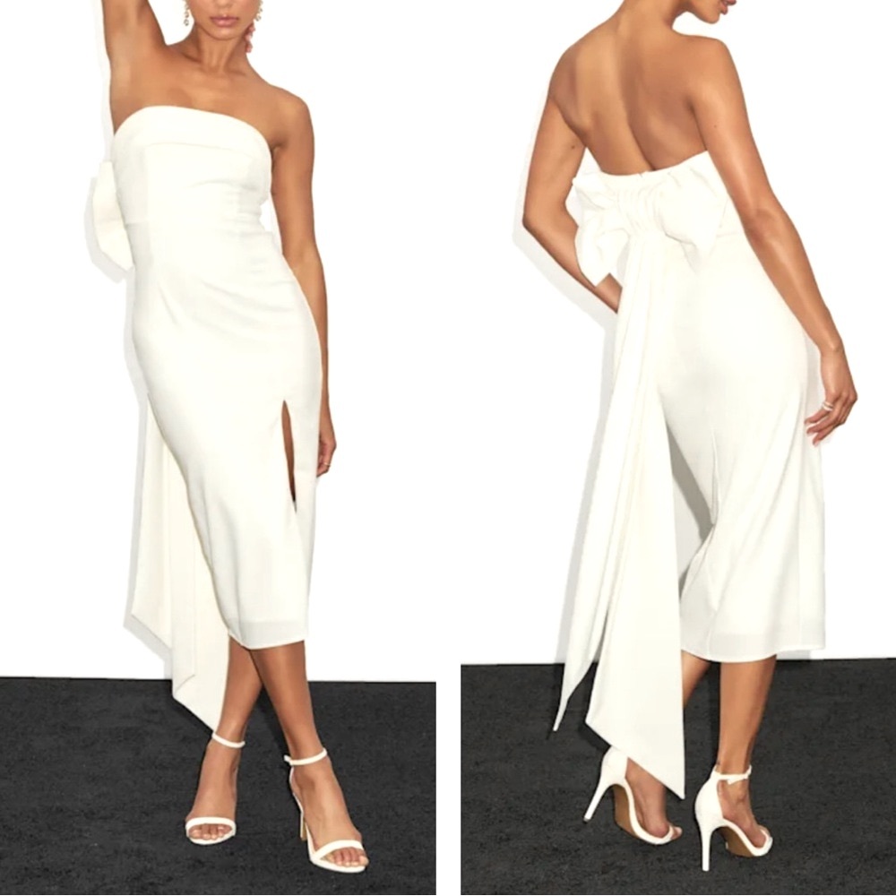 Lulu's White Strapless Midi Dress